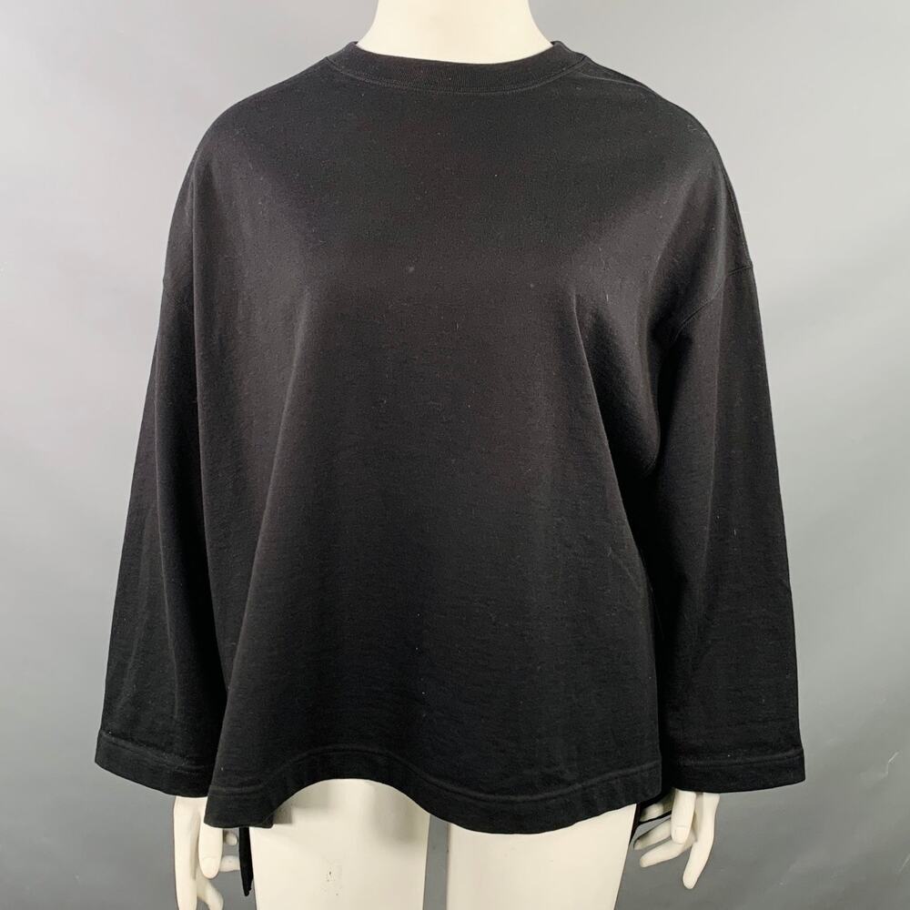 COGTHEBIGSMOKE One Size Black Cotton Oversized Crew Neck Sweatshirt Casual Top